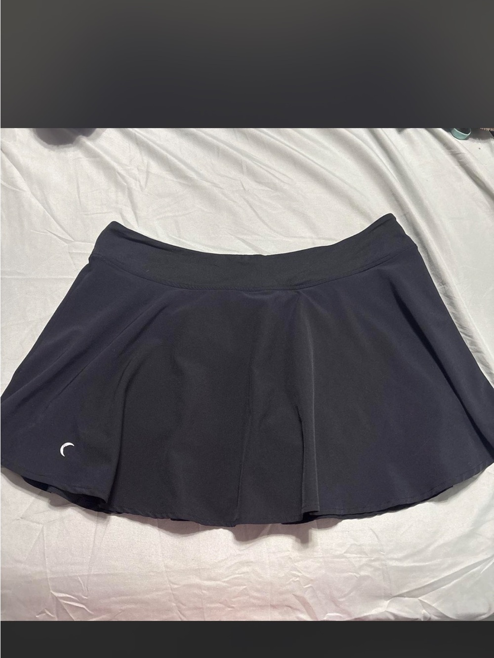 Women's Black Circle Skater Skort with Subtle Crescent Detail